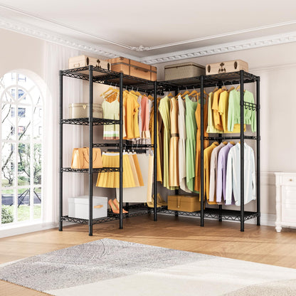 Heavy Duty Large Garment Rack with Shelves & Rods