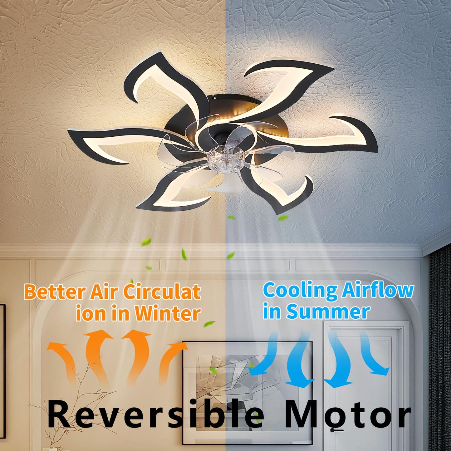 32" Black Ceiling Fan with Light