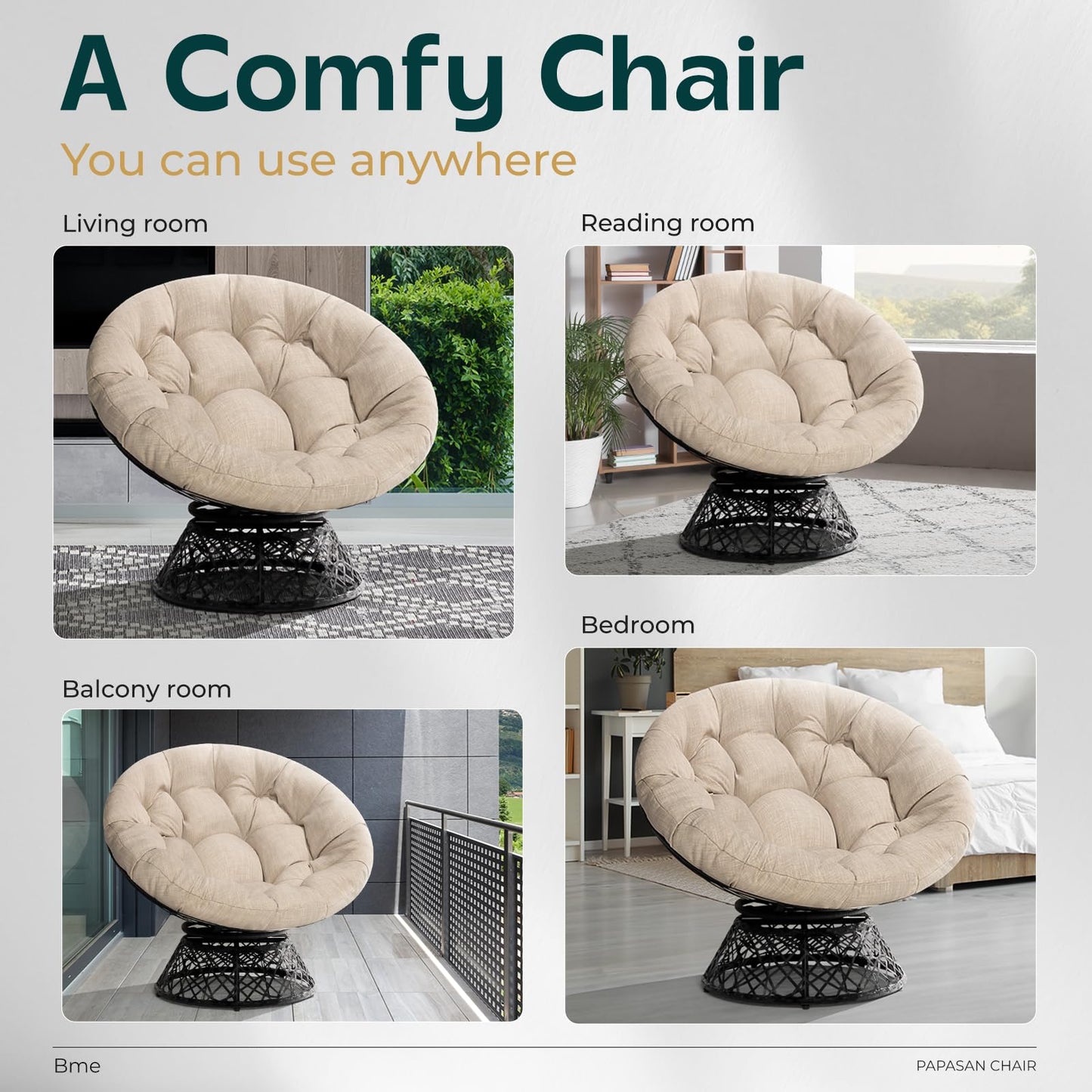 BME 40" Wicker Papasan Chair
