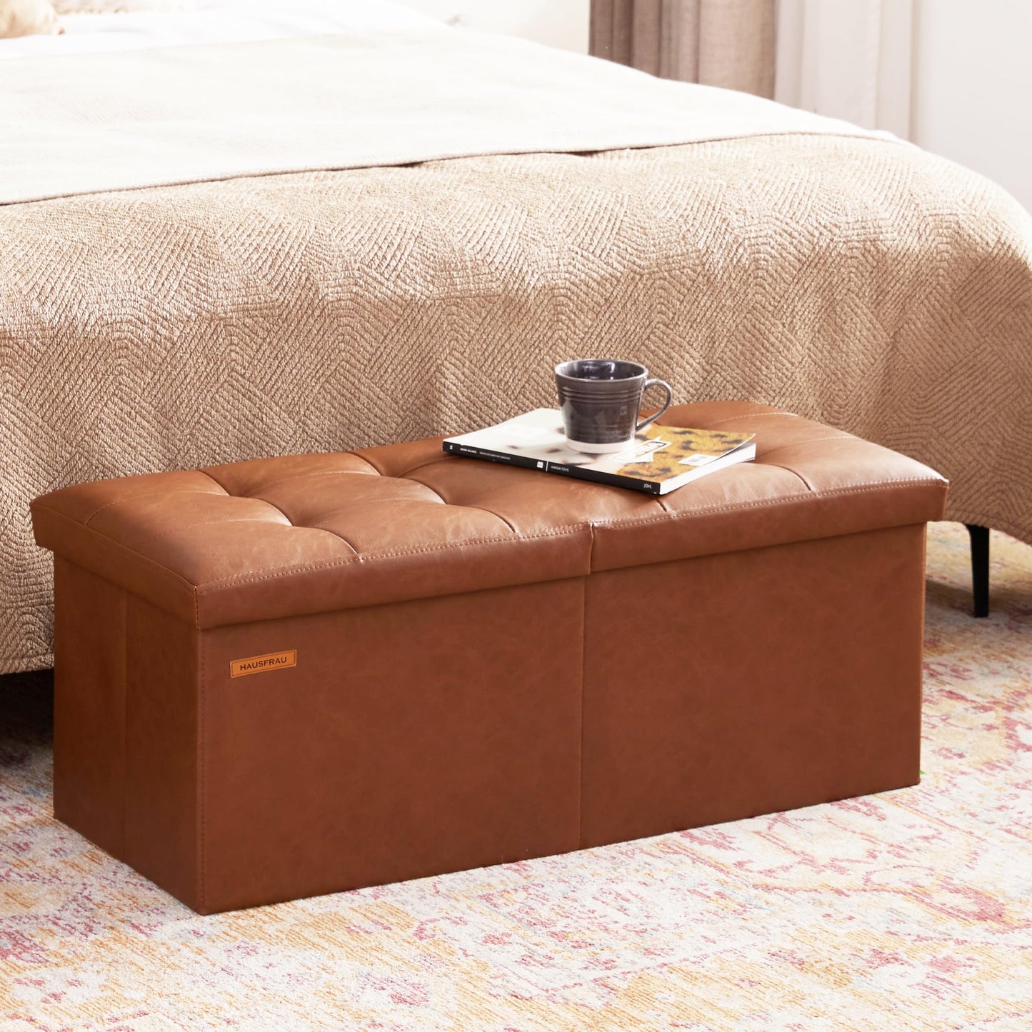 HAUSFRAU 31.5" Storage Ottoman Bench