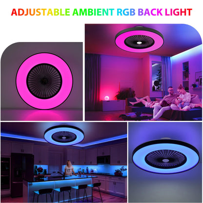 24" Bladeless LED Ceiling Fan – Black