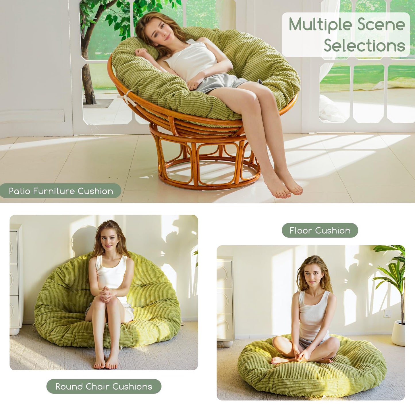 Papasan Chair Cushion 48" Green