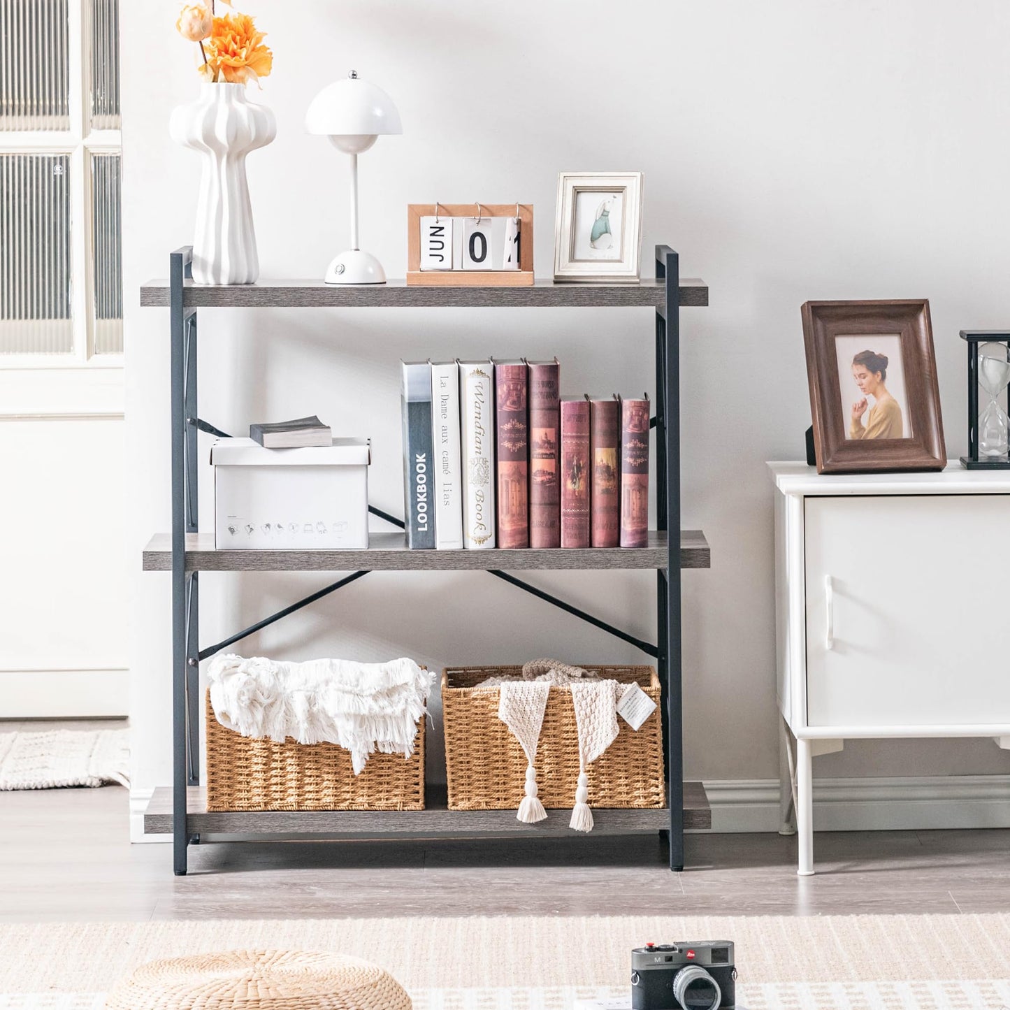 HCHQHS 4-Tier Industrial Bookshelf