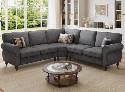 101" L-Shaped Grey 5-Seater Sofa