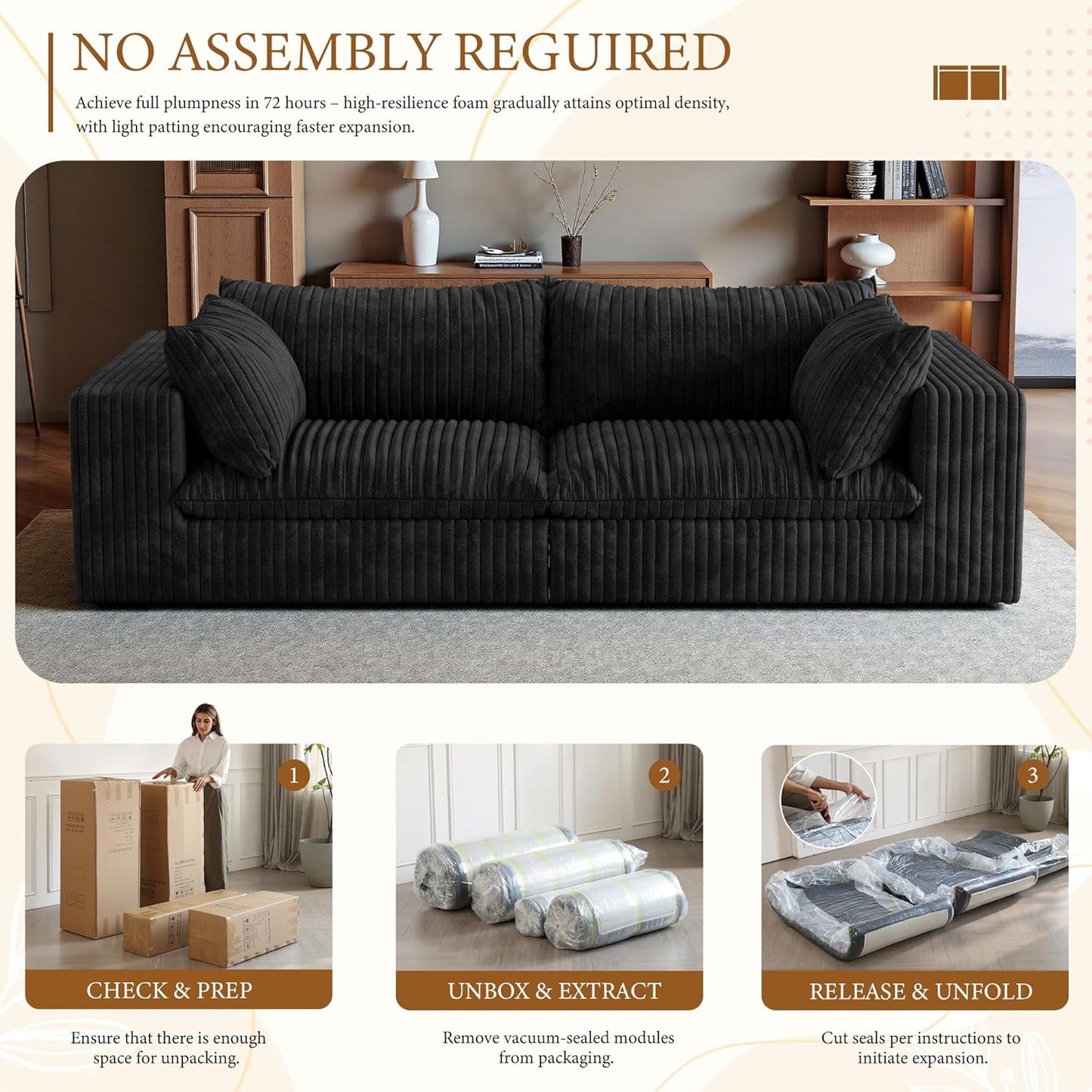 118" Modular Sofa – Black