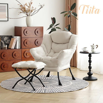 Tiita Velvet Lounge Chair with Ottoman