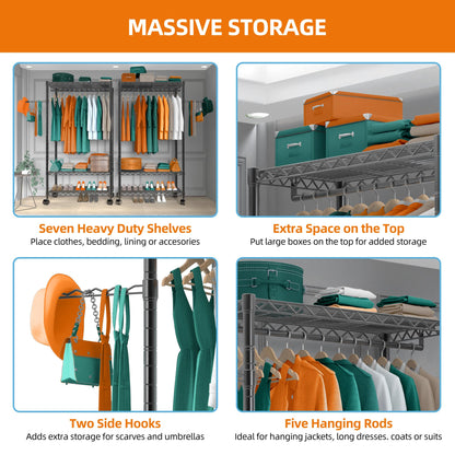 PUNION 7-Tier Portable Garment Rack