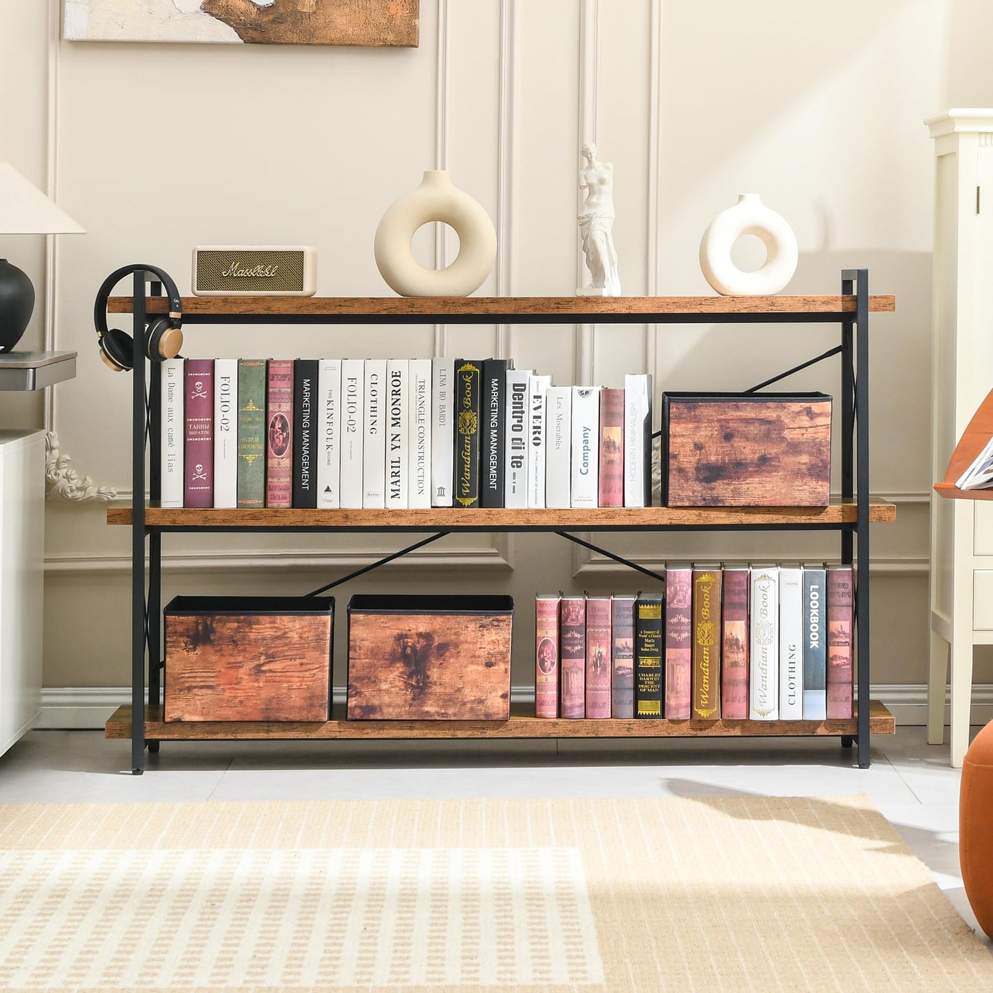 HCHQHS 4-Tier Industrial Bookshelf