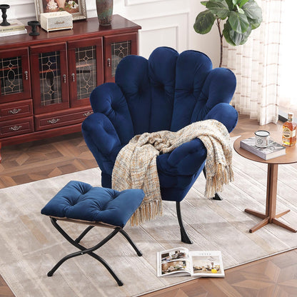 Butterfly Chair with Ottoman – Khaki Velvet