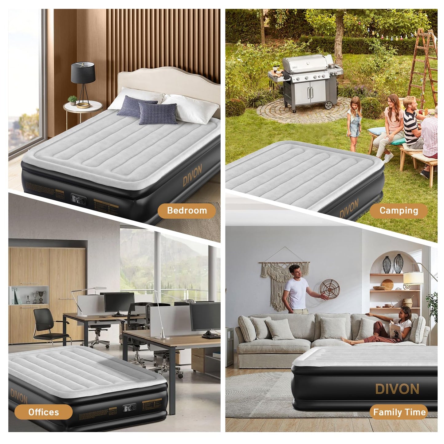 DIVON 18" Queen Air Mattress with Built-In Pump