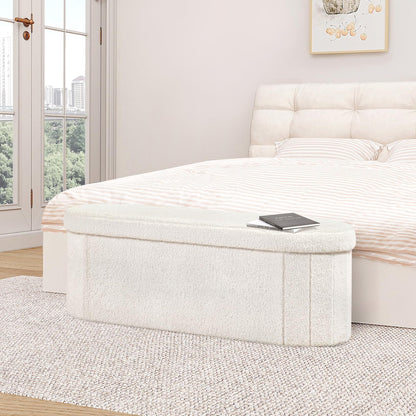 FSOBEIIALEO 43.3" Sherpa Storage Ottoman Bench