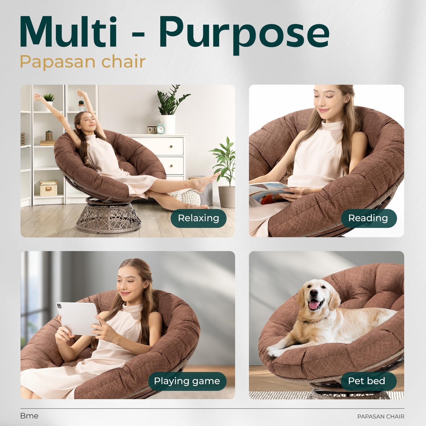 Bme 40" Papasan Swivel Chair