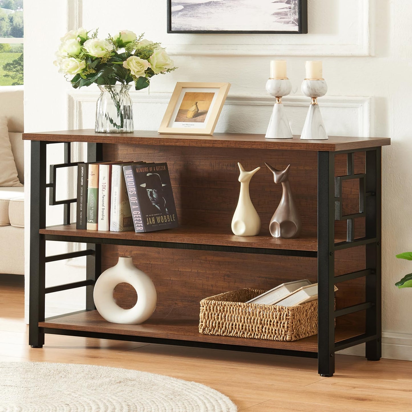 HOMISSUE 3-Tier Rustic Bookshelf
