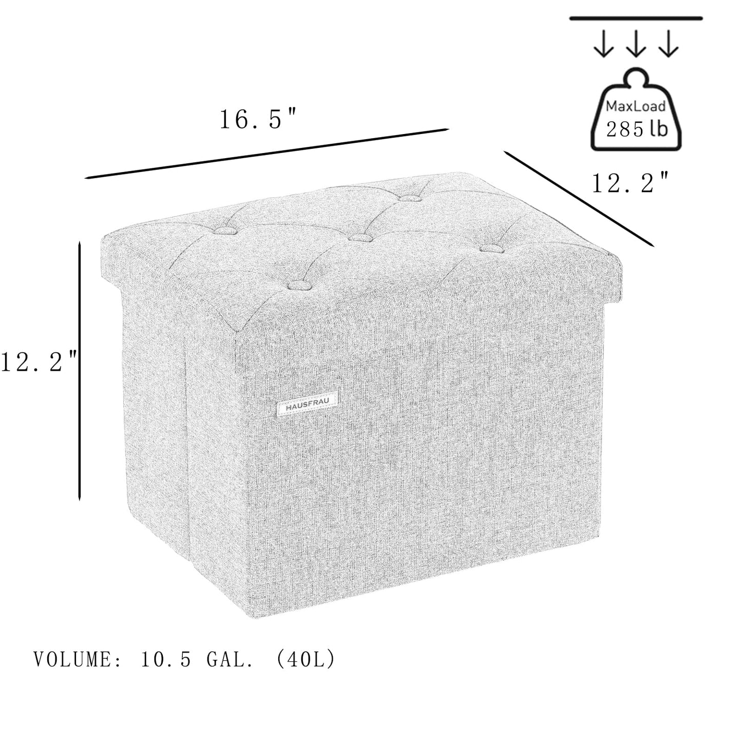 HAUSFRAU 31.5" Storage Ottoman Bench