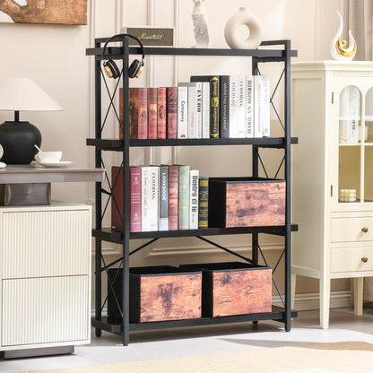 HCHQHS 4-Tier Industrial Bookshelf
