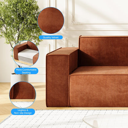 Mjkone 76" 3-Seater Brown Sofa
