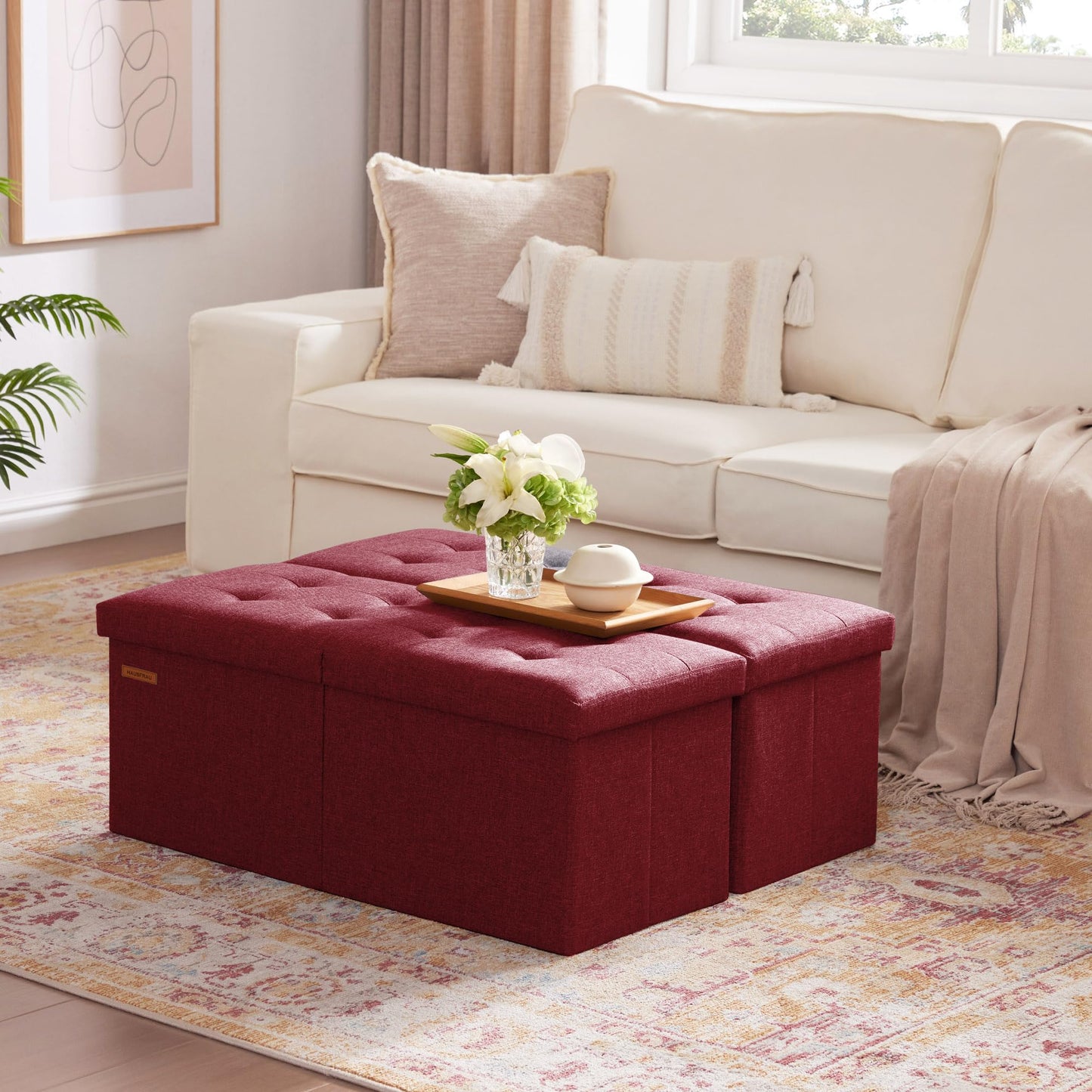 HAUSFRAU 31.5" Storage Ottoman Bench