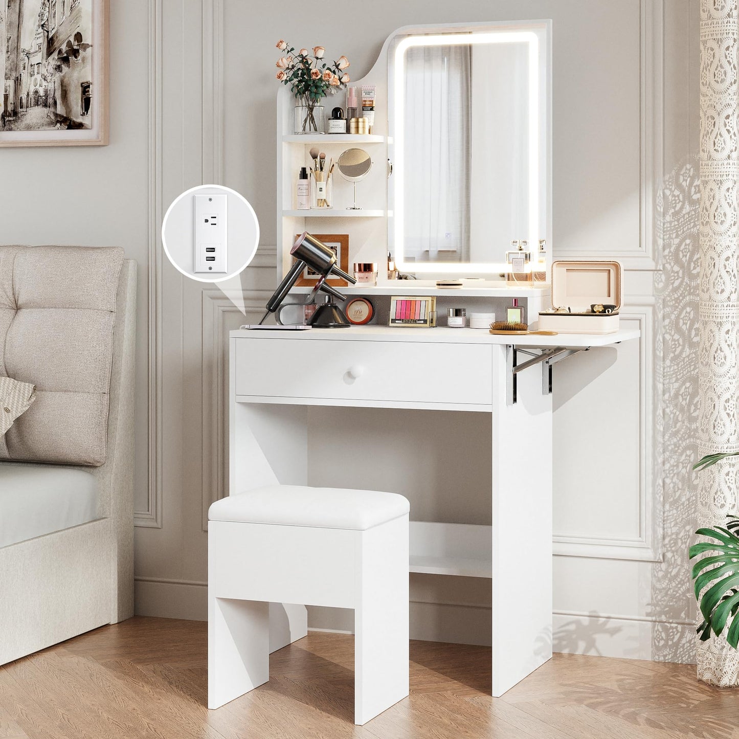 Haewon Vanity Desk White