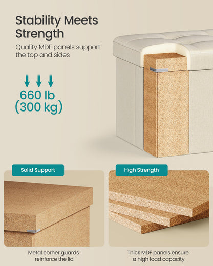 SONGMICS MAZIE 43" Folding Storage Ottoman Bench