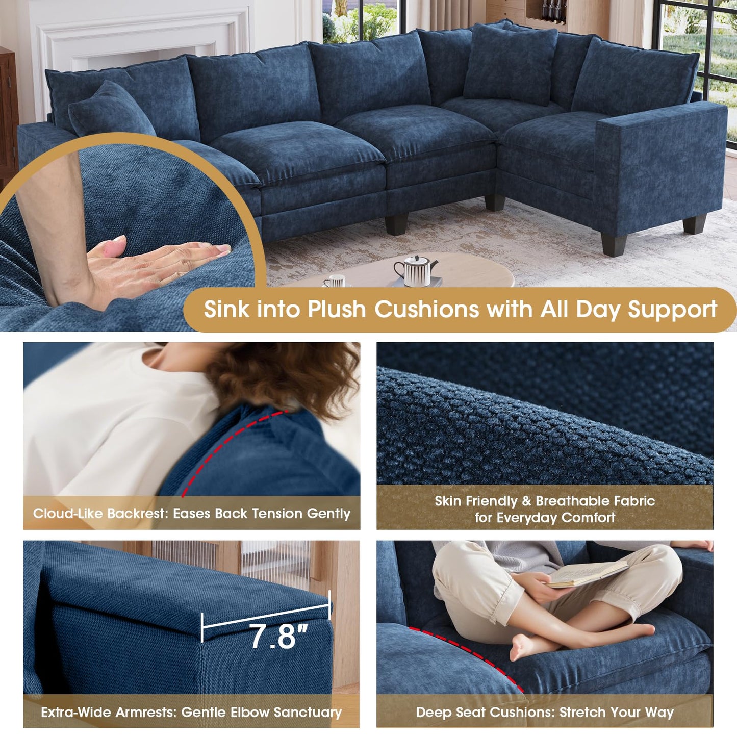 97" 5-Seater Modular Sofa – Beige