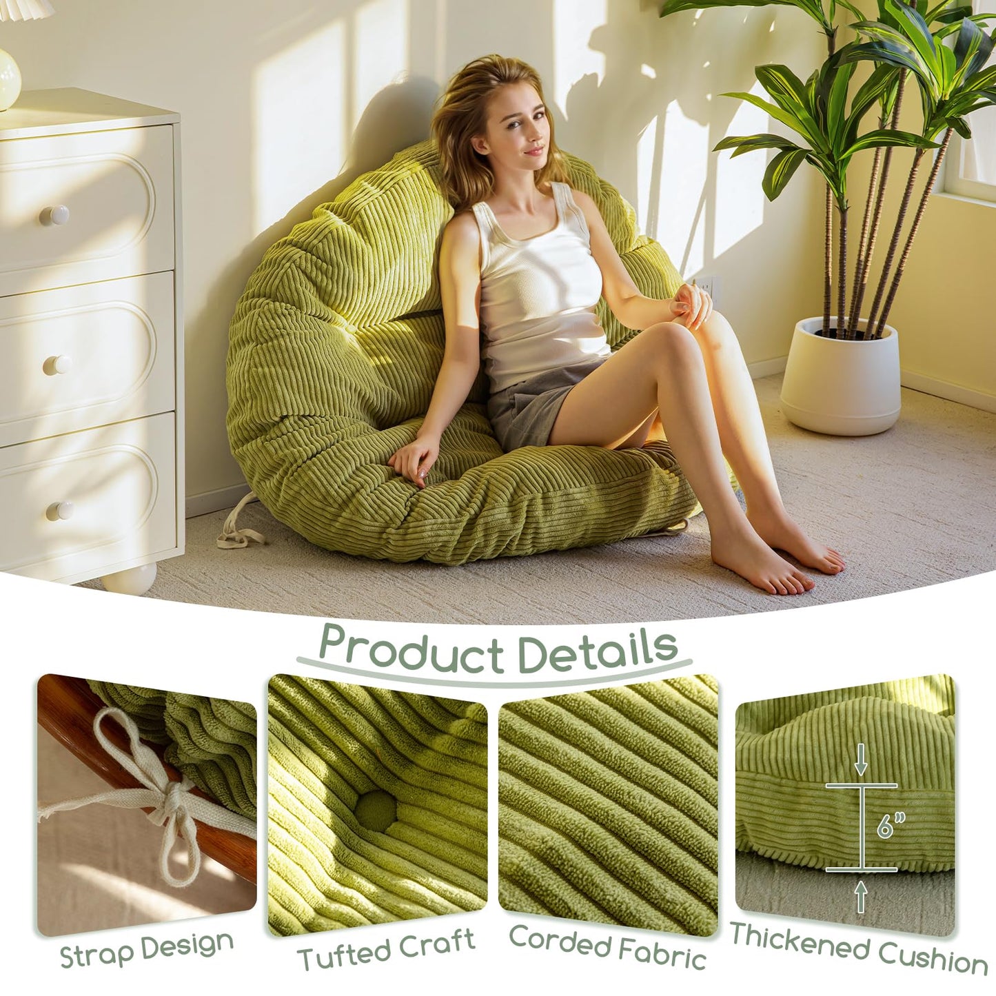 Papasan Chair Cushion 48" Green