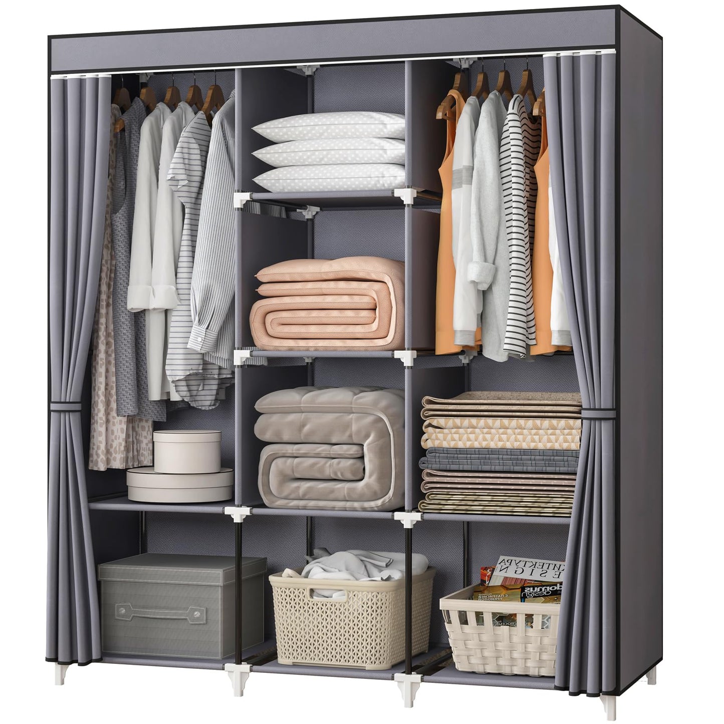 Portable 51" Closet with Rods & Shelves