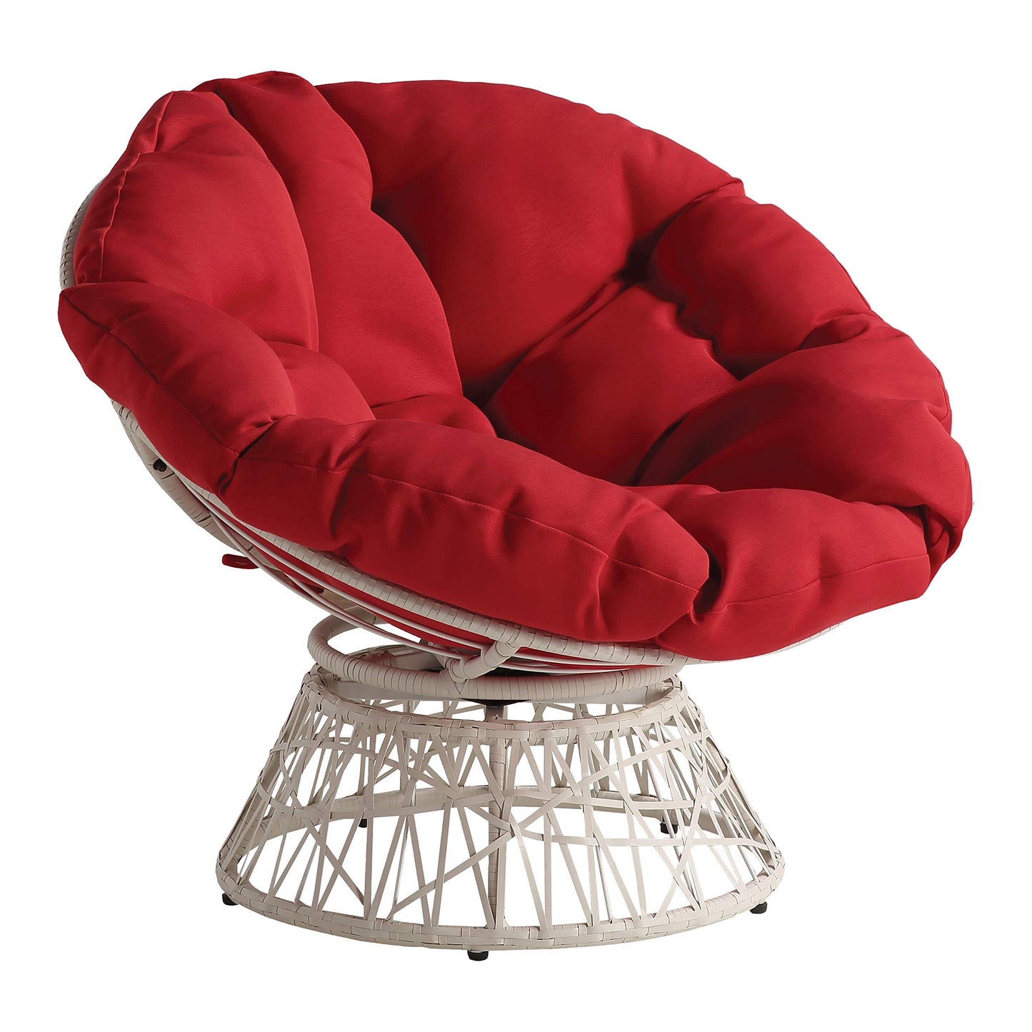 OSP Swivel Papasan Chair White