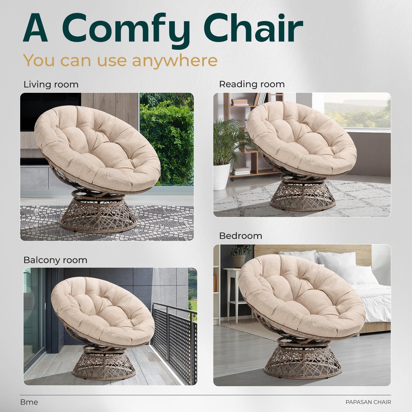 BME 40" Wicker Papasan Chair