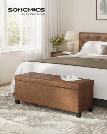 SONGMICS 15"x43"x15.7" Storage Ottoman Bench