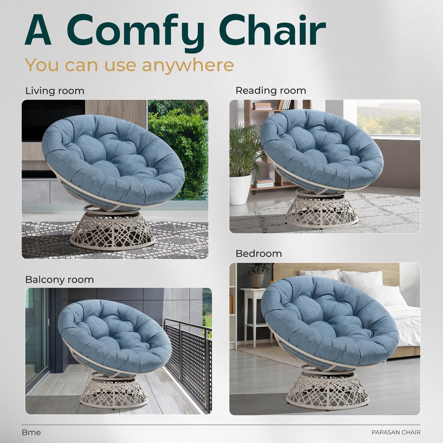 Bme 40" Papasan Swivel Chair