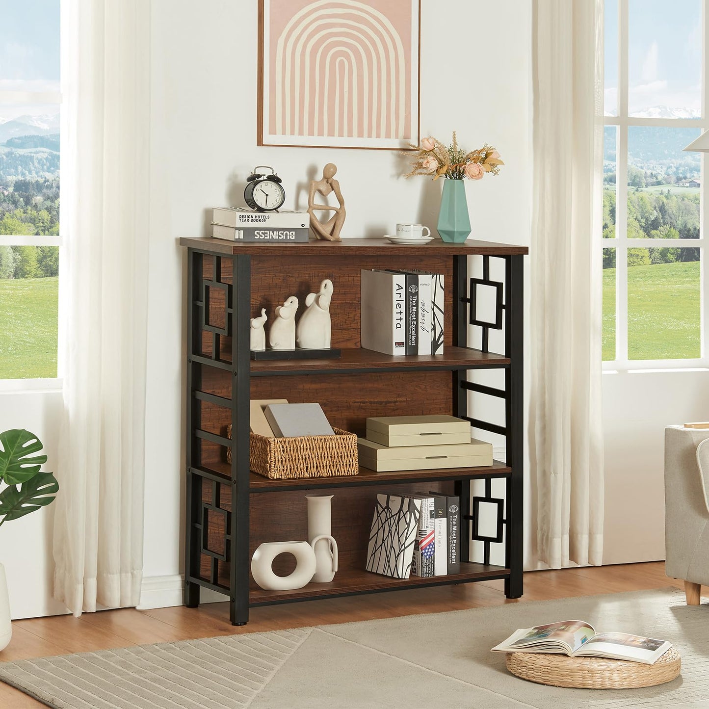 HOMISSUE 3-Tier Rustic Bookshelf