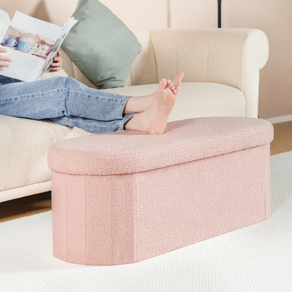 FSOBEIIALEO 43.3" Sherpa Storage Ottoman Bench