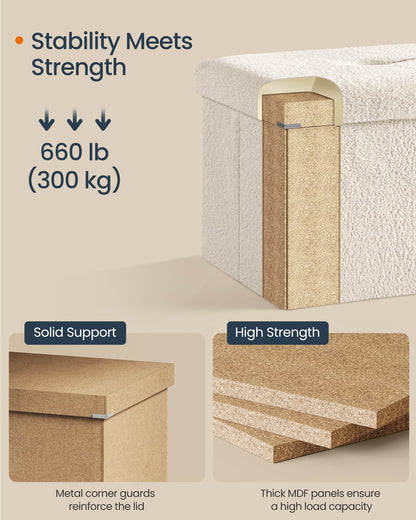 SONGMICS Storage Ottoman Bench, 15"x30"x15"