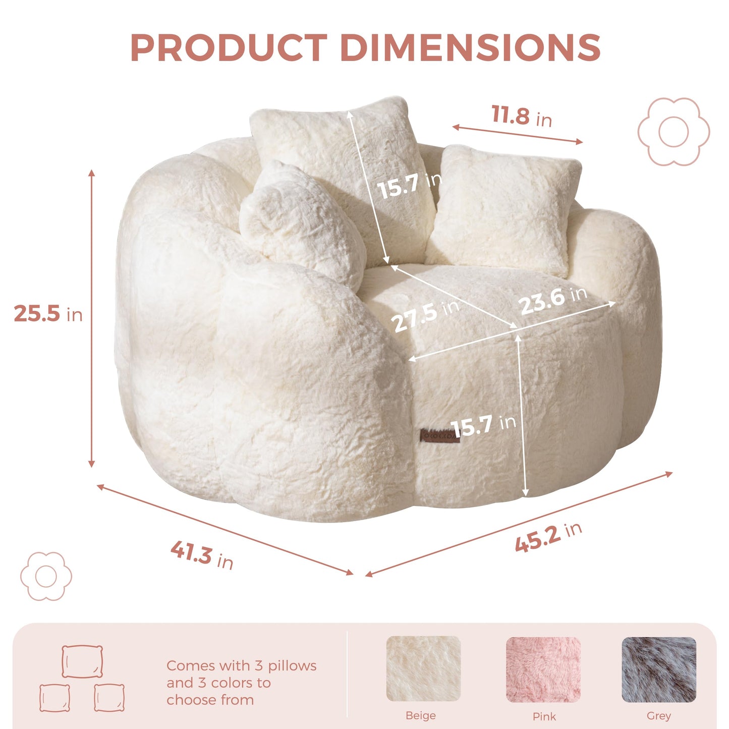 MAXYOYO Floral Bean Bag Chair – Beige
