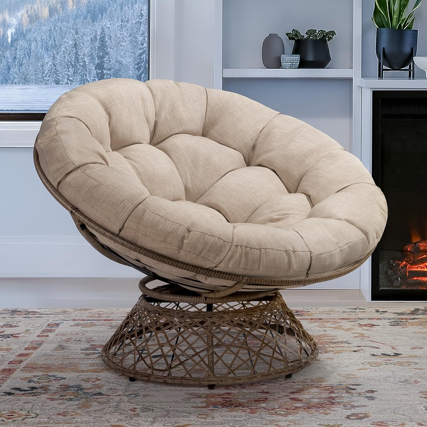 Bme 40" Papasan Swivel Chair