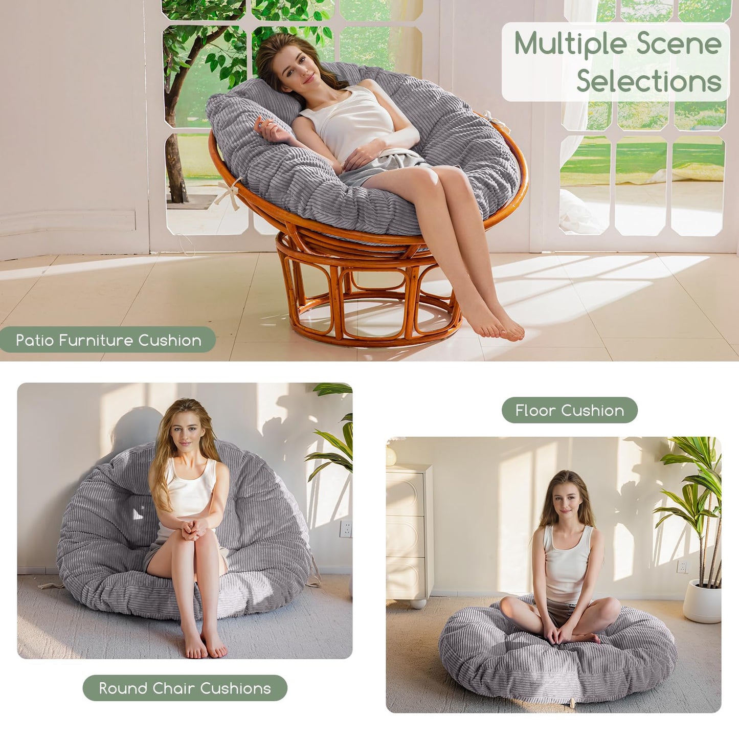 Papasan Chair Cushion 48" Green