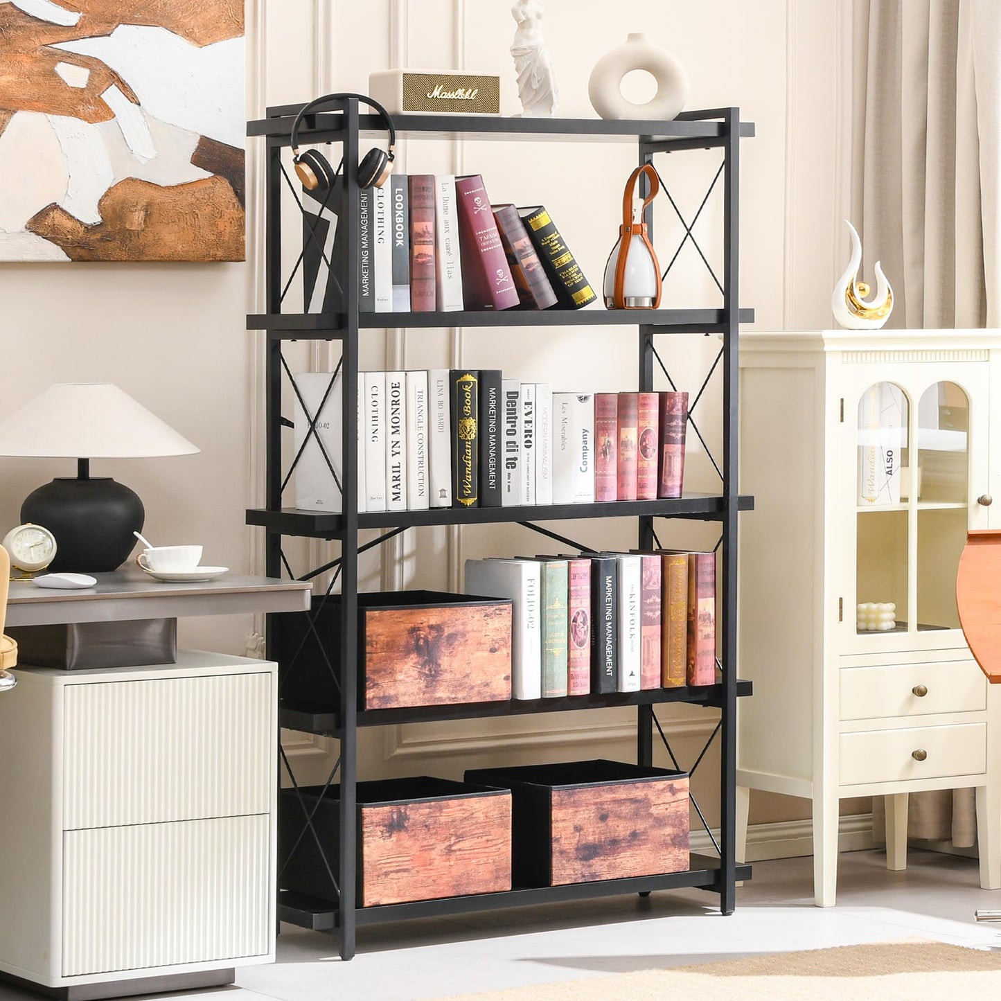 HCHQHS 4-Tier Industrial Bookshelf