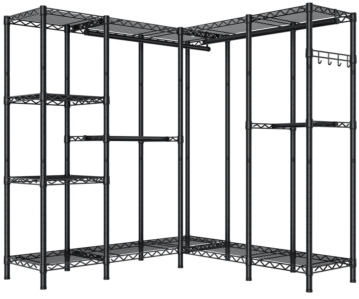 Heavy Duty Large Garment Rack with Shelves & Rods