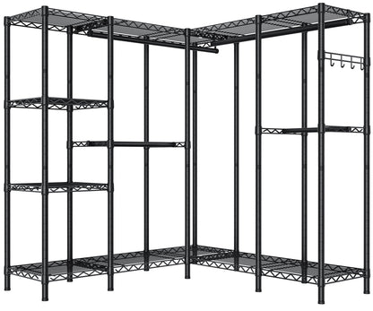 Heavy Duty Large Garment Rack with Shelves & Rods