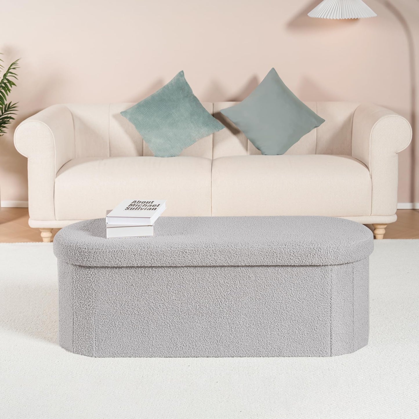 FSOBEIIALEO 43.3" Sherpa Storage Ottoman Bench