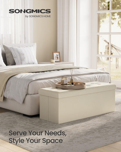 SONGMICS MAZIE 43" Folding Storage Ottoman Bench