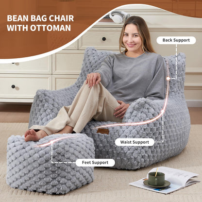 Giant Bean Bag Sofa with Ottoman