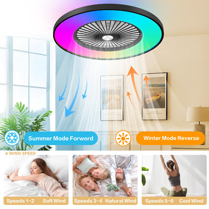 24" Bladeless LED Ceiling Fan – Black