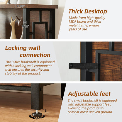 HOMISSUE 3-Tier Rustic Bookshelf