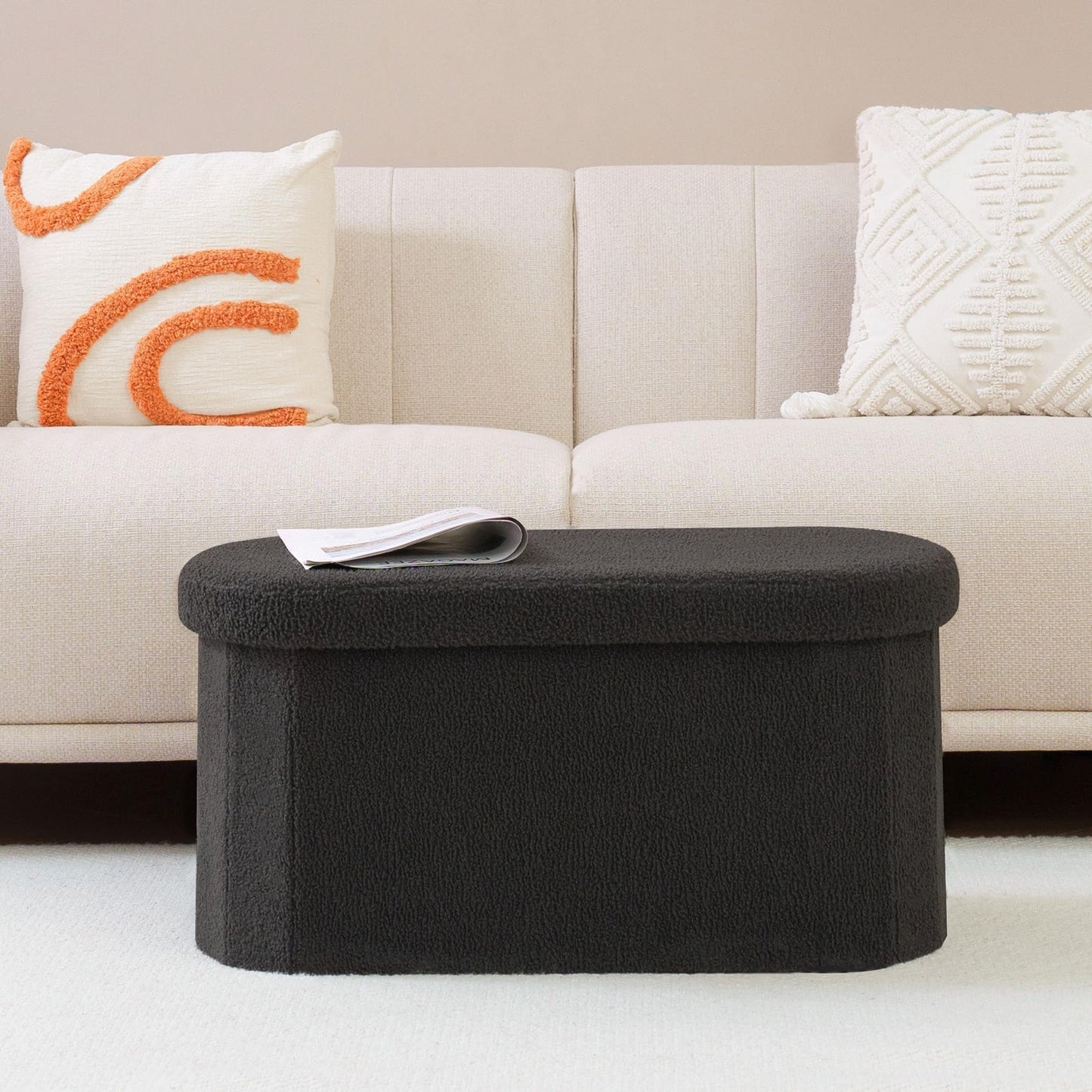 FSOBEIIALEO 43.3" Sherpa Storage Ottoman Bench