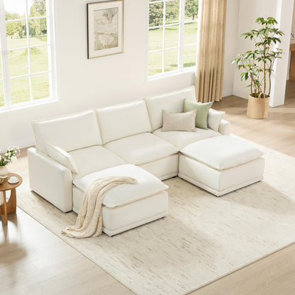 CHITA 6-Seater U Sofa – Cream