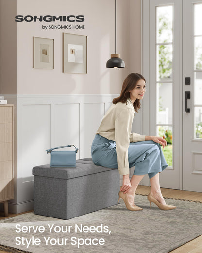 SONGMICS MAZIE 43" Folding Storage Ottoman Bench