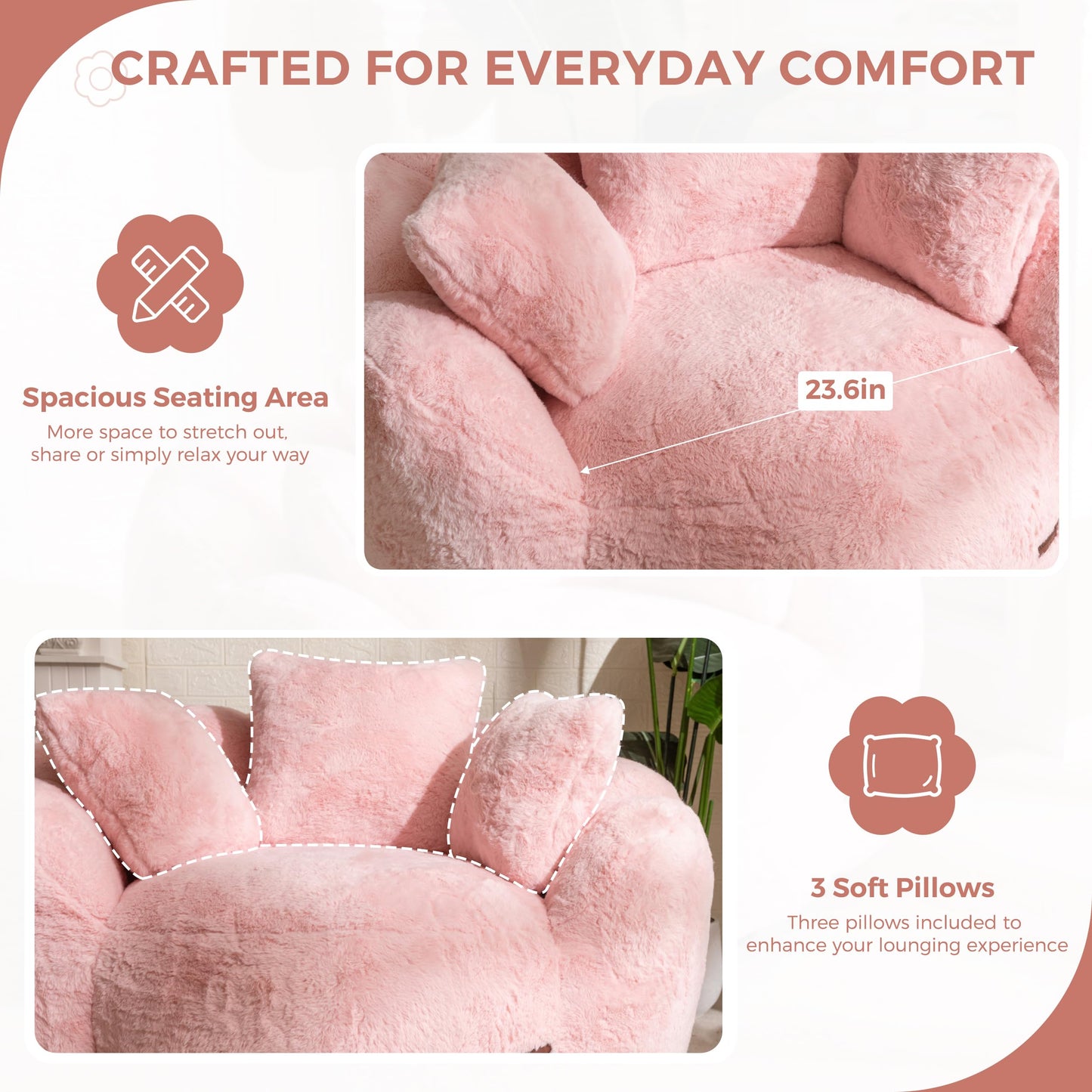 MAXYOYO Floral Bean Bag Chair – Beige
