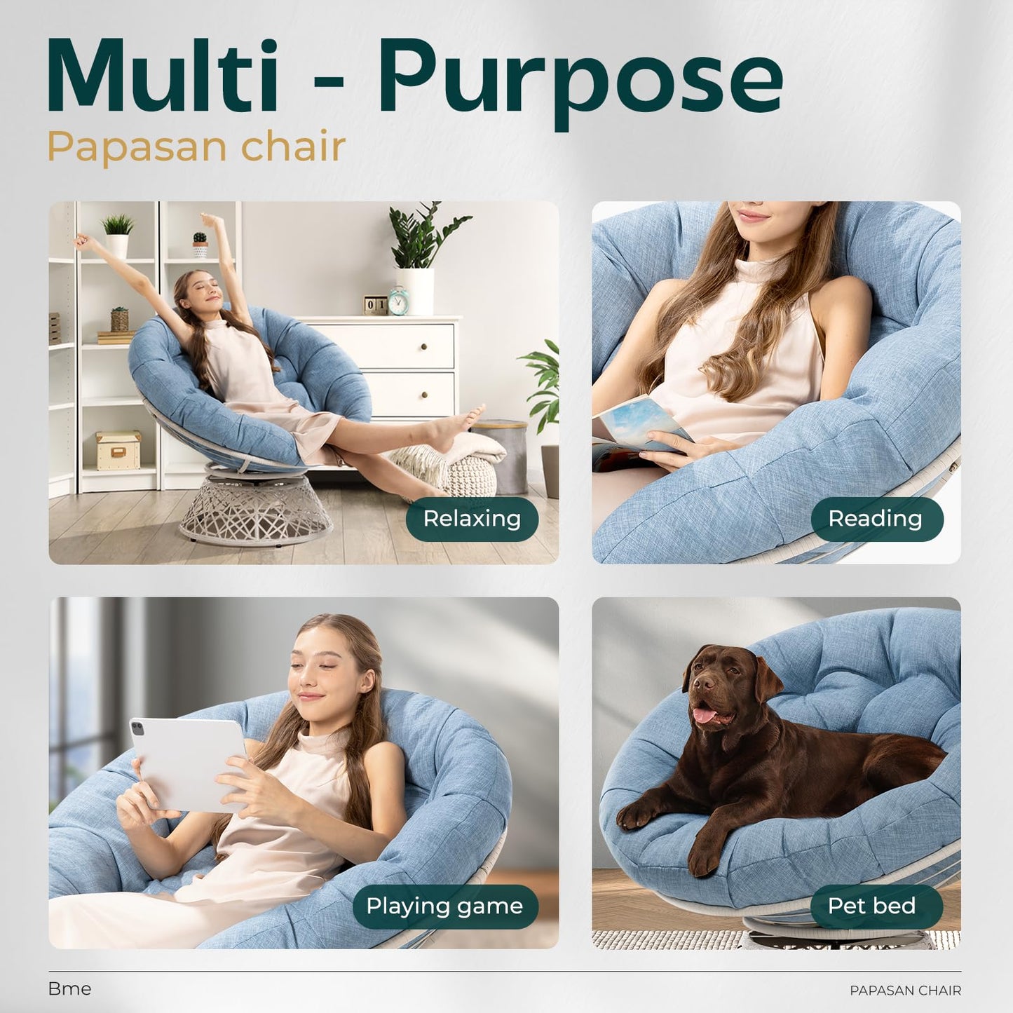 Bme 40" Papasan Swivel Chair