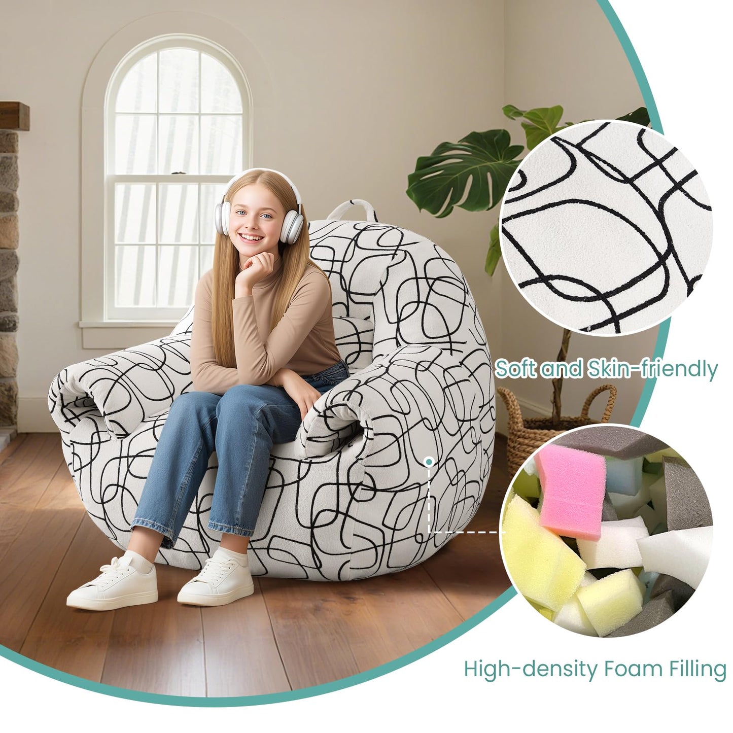 DAICO Bean Bag Chair White